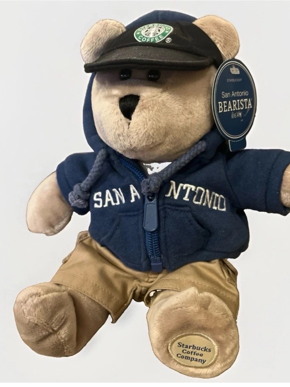 Starbucks Bearista Bear San Antonio 2006 Plush Stuffed Animal Hoodie And Cargos